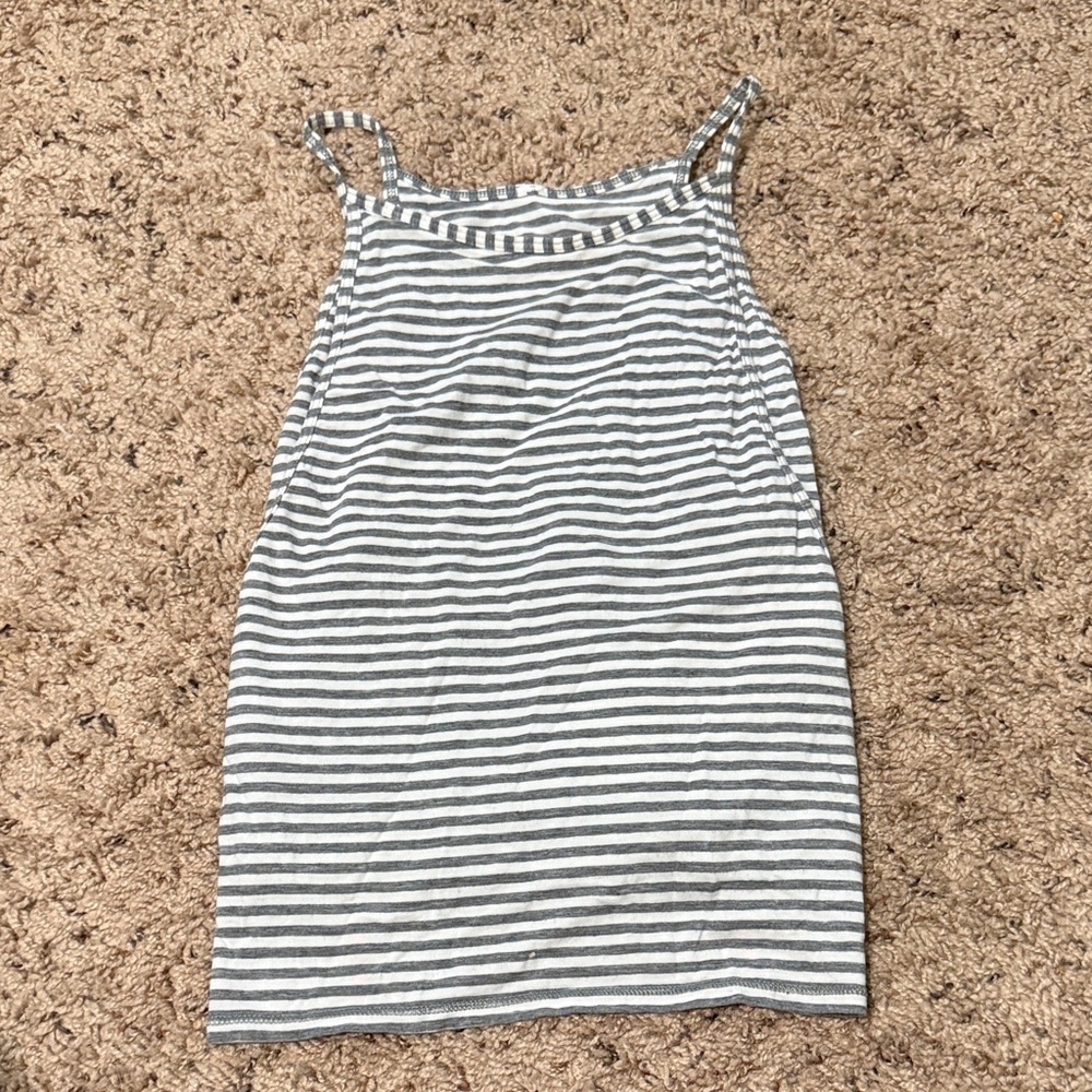 lululemon athletica Gray and White Striped Tank Top
